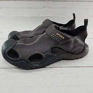 Crocs Swiftwater Mens 12 Brown Fisherman‎ Sports Sandals Water Shoes Mesh 15041